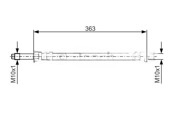 Гальмівний шланг, 363мм, Sprinter/VW LT 96-06, Bosch 1987476295