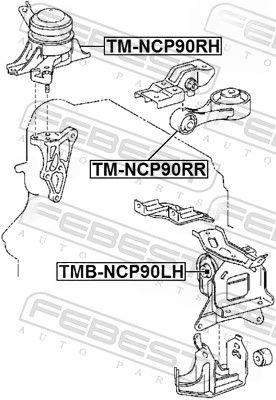 Опора, двигун, Febest TM-NCP90RH