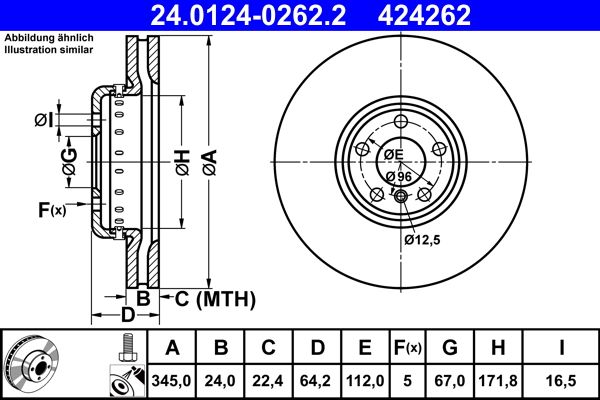 Гальмівний диск, Ate 24.0124-0262.2