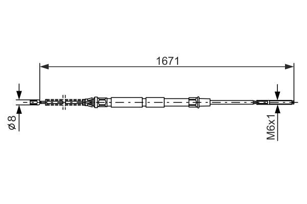 Тросовий привод, стоянкове гальмо, VW трос ручн.гальма Caddy SEAT Inca 95-, Bosch 1987477626