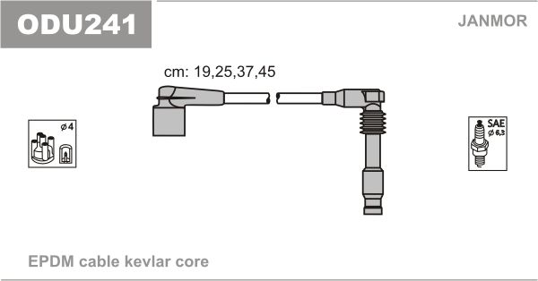 Комплект проводів високої напруги, Opel Astra, Calibra, Omega B, Vectra A,B 1.8/2.0 16V, Janmor ODU241