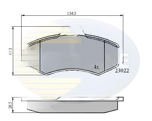 Комплект гальмівних накладок, дискове гальмо, Comline CBP0480