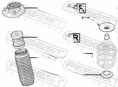 Тарілка пружини, задня вісь, зверху, BMW X5 E53 1999-2006 [ECE], Febest BMSIX5UPR