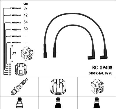 Комплект проводів високої напруги, Ngk RCOP408