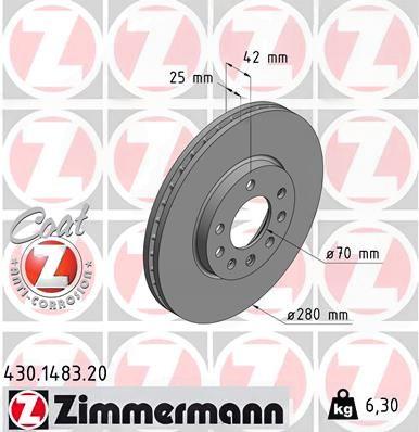 Гальмівний диск, Zimmermann 430.1483.20