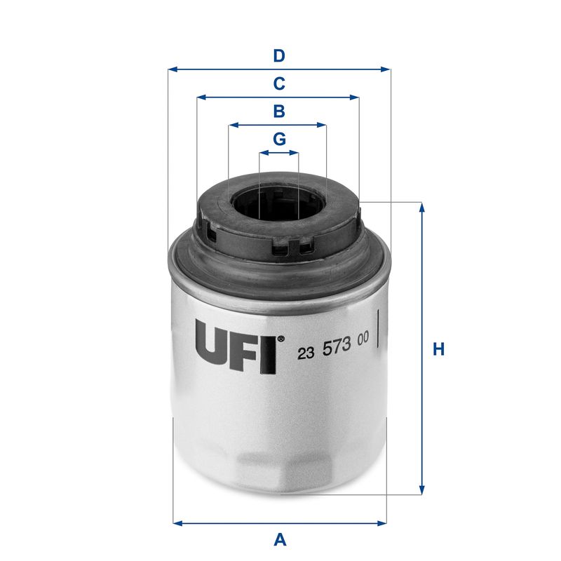 Оливний фільтр, фільтр для накручування, Ufi 23.573.00