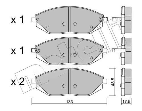 Комплект гальмівних накладок, дискове гальмо, Metelli 22-0908-0