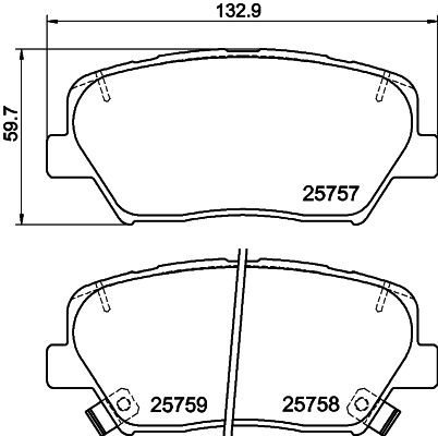 Комплект гальмівних накладок, дискове гальмо, Hella 8DB355020-871