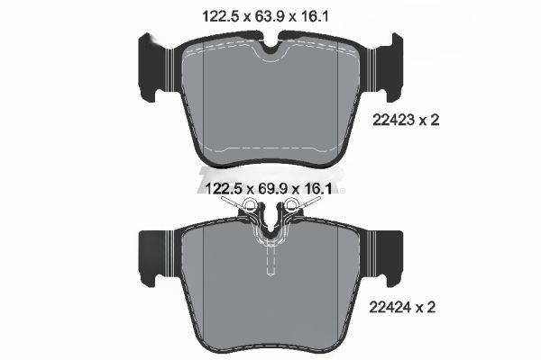 Комплект гальмівних накладок, дискове гальмо, підготовано для індикатора попередження про знос, гальмівна система Teves, Textar 2242301