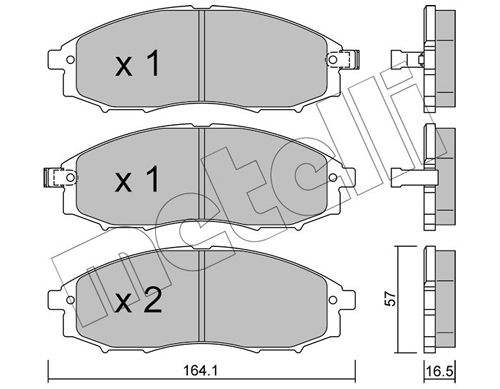 Комплект гальмівних накладок, дискове гальмо, Metelli 22-0611-0