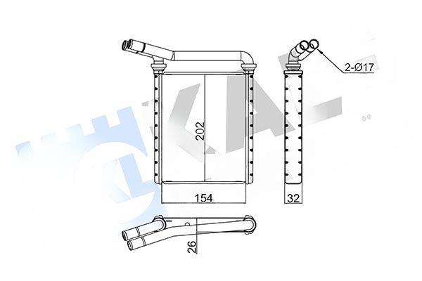 Теплообмінник, система опалення салону, Kale Oto Radyatör 355115