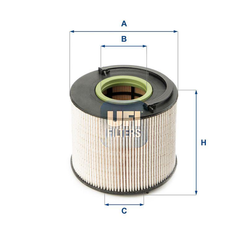 Фільтр палива, фільтрувальний елемент, VAG/PORSCHE Q7/CAYENNE/TOUAREG 02- DIESEL, Ufi 26.015.00