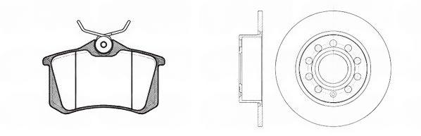 Комплект гальма, дискове гальмо, задня вісь, повн., VW GOLF V 1.4-2.0 03-,AUDI A3 1.6-2.0 03-, Remsa 8263.06
