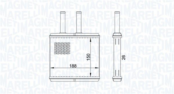 Теплообмінник, система опалення салону, Magneti Marelli 350218437000