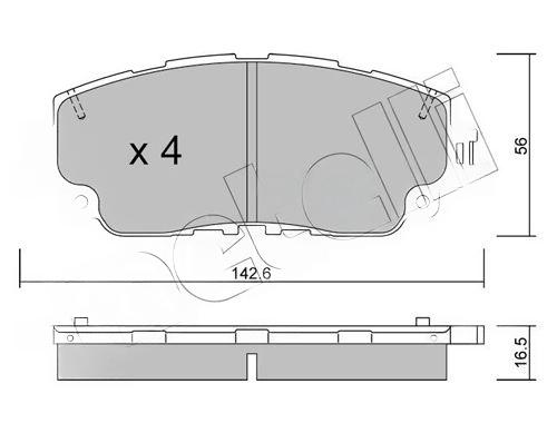 Комплект гальмівних накладок, дискове гальмо, Metelli 22-1227-0