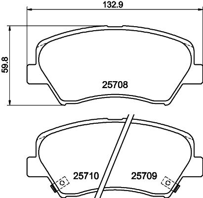 Комплект гальмівних накладок, дискове гальмо, Hella 8DB355021-781