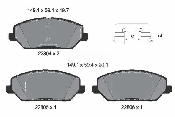 Комплект гальмівних накладок, дискове гальмо, Textar 2280401