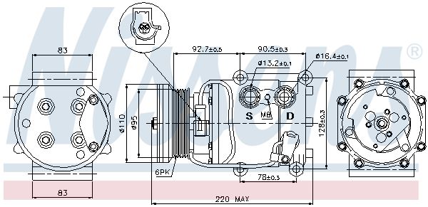 Компресор, система кондиціонування повітря, FORD FOCUS/FIESTA 98-, Nissens 89071