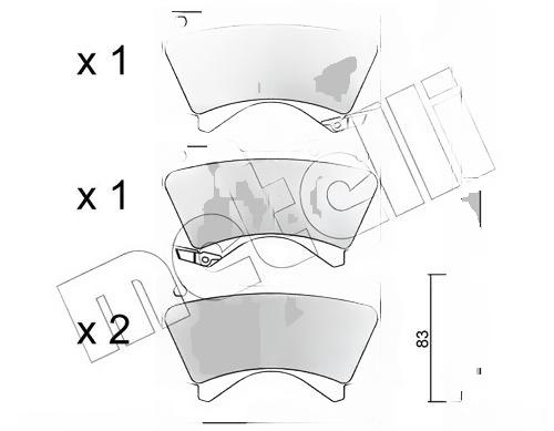 Комплект гальмівних накладок, дискове гальмо, Metelli 2208210