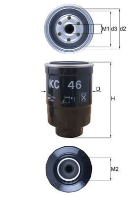 Фільтр палива, фільтр для накручування, Galant II/Mazda 323/L200/L400/Lancer/Pajero 80-, Mahle KC46