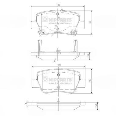 Комплект гальмівних накладок, дискове гальмо, Toyota AVENSIS 09-, Nipparts N3612042