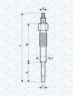 Свічка розжарювання, TOYOTA COROLLA/CAMRY/AVENSIS/CARINA 84-03 1.9-4.2TD, Magneti Marelli 062900041304