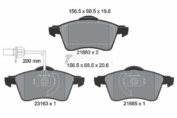 Комплект гальмівних накладок, дискове гальмо, Textar 2188501