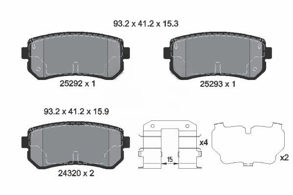 Комплект гальмівних накладок, дискове гальмо, Textar 2529201