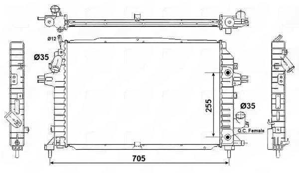 Радіатор, система охолодження двигуна, OPEL ZAFIRA B 1.7D/1.9D/2.0 07.05-, Nrf 53082