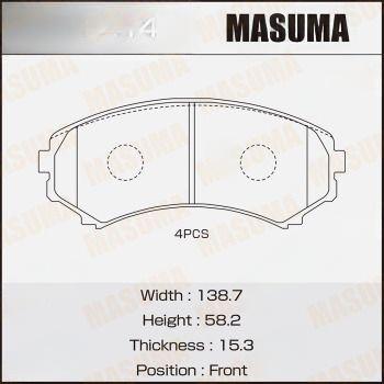 Комплект гальмівних колодок, передня вісь, 58,2мм, Mitsubishi Pajero (00-) (MS-3414) MASUMA, Masuma MS-3414