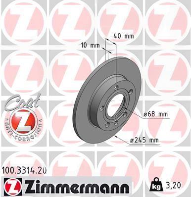 Гальмівний диск, Zimmermann 100.3314.20