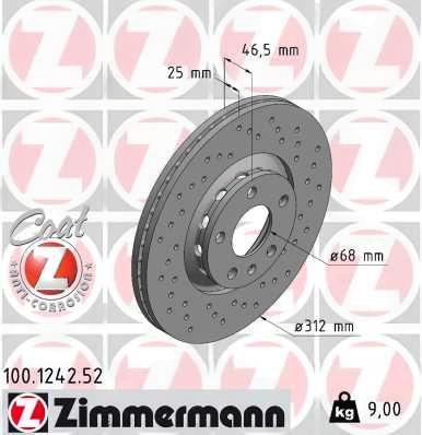 Гальмівний диск, Zimmermann 100.1242.52