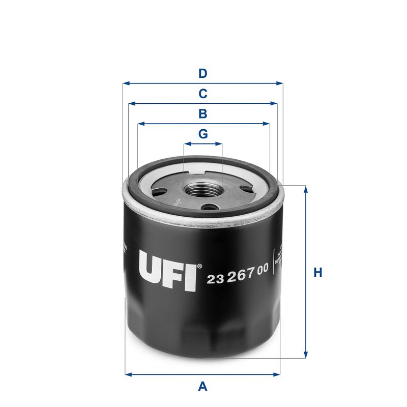 Оливний фільтр, фільтр для накручування, FORD/VOLVO FOCUS 2/FOCUS 3/KUGA/MONDEO 4/S40/S60 03- 1.6/1.8/1.6 EcoBoost, Ufi 23.267.00