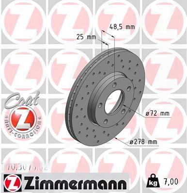 Гальмівний диск, Zimmermann 370.3076.52