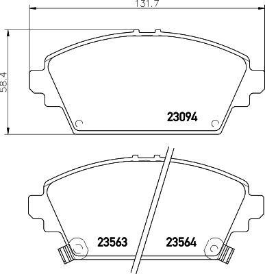 Комплект гальмівних накладок, дискове гальмо, Hella 8DB355017-171