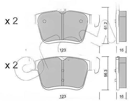 Комплект гальмівних накладок, дискове гальмо, без контакту попередження про знос, VW гальмів.колодки задн.Audi A3,Golf VII,Touran 12-, Cifam 822-951-0