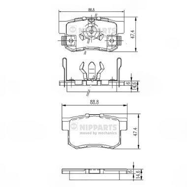 Комплект гальмівних накладок, дискове гальмо, задня вісь, Honda ACCORD VII; CR-V II, Nipparts J3614017