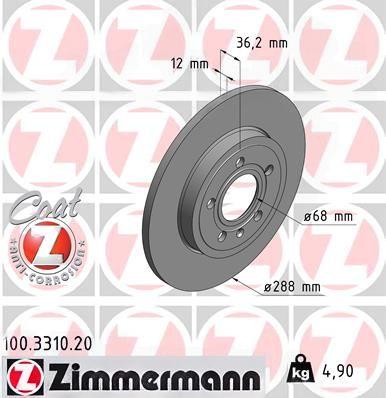 Гальмівний диск, Zimmermann 100.3310.20