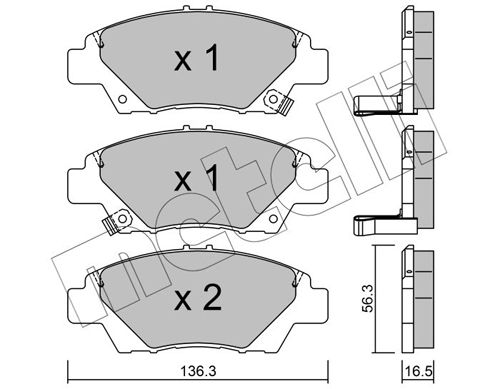 Комплект гальмівних накладок, дискове гальмо, Metelli 22-0865-0