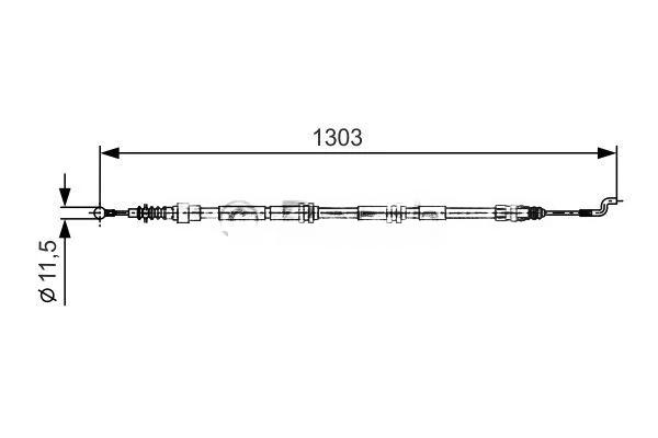 Тросовий привод, стоянкове гальмо, VW TRANSPORTER T5, Bosch 1987477260