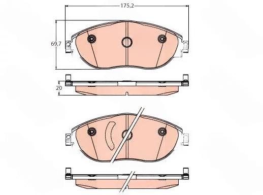 Комплект гальмівних накладок, дискове гальмо, Trw GDB2219