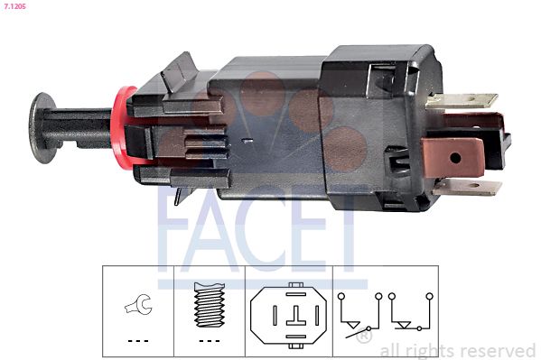 Перемикач стоп-сигналу, механічн., OPEL Corsa C 00-, Meriva 03-, Tigra 04-, Facet 7.1205