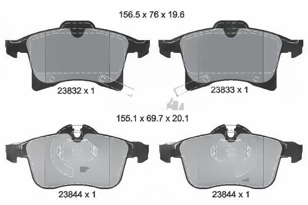 Комплект гальмівних накладок, дискове гальмо, Textar 2383201