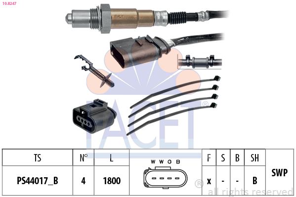 Кисневий датчик, Audi A4/A6/Skoda Octavia/VW Bora/Golf/Passat 1.0-6.0 94-10, Facet 10.8247