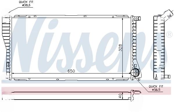 Радіатор, система охолодження двигуна, BMW Радіатор охолодження 5 E39, 7 E38 2.0/4.0d 98-, Nissens 60634A