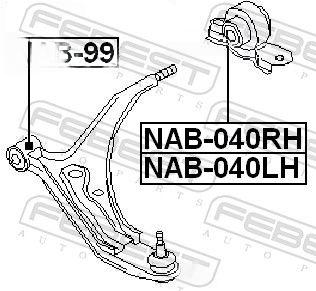 Опора, важіль підвіски, Febest NAB-040LH