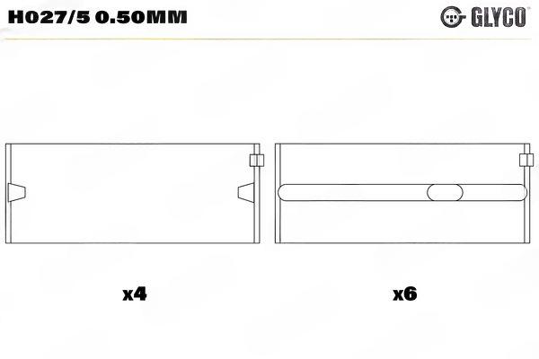 Підшипник колінчатого вала, Glyco H027/50.50MM