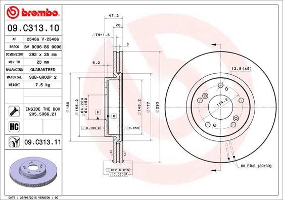 Гальмівний диск, Brembo 09.C313.11