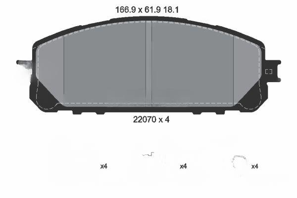 Комплект гальмівних накладок, дискове гальмо, Textar 2207001