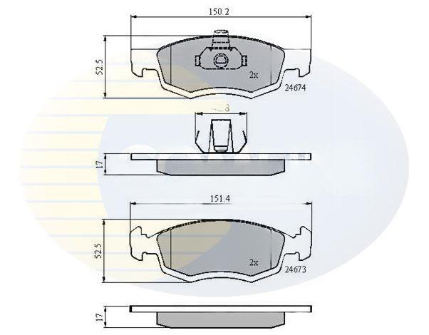 Комплект гальмівних накладок, дискове гальмо, Comline CBP01791